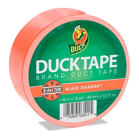 Shurtech Brands Duck  Colored Duct Tape, 1.88"W x 15 yds - 3" Core - Neon Orange 1265019